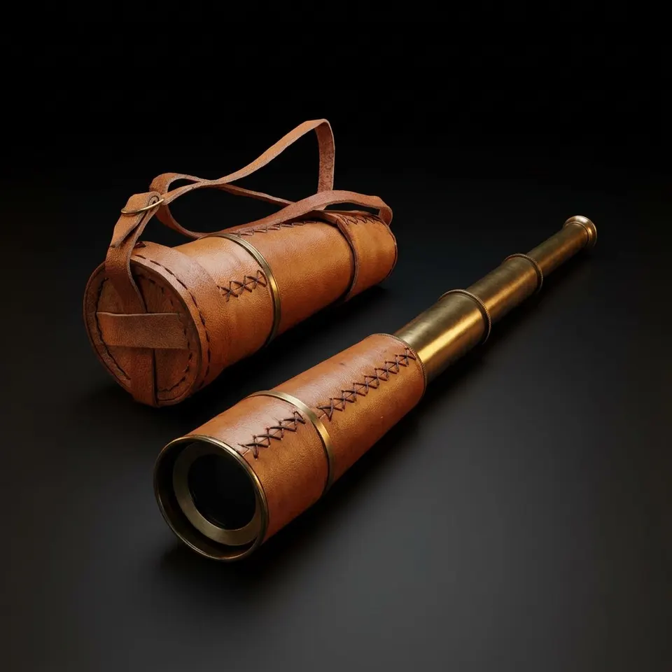 Brass Spyglass Telescope 18" with Leather Wrap with Caps and Carry Sling