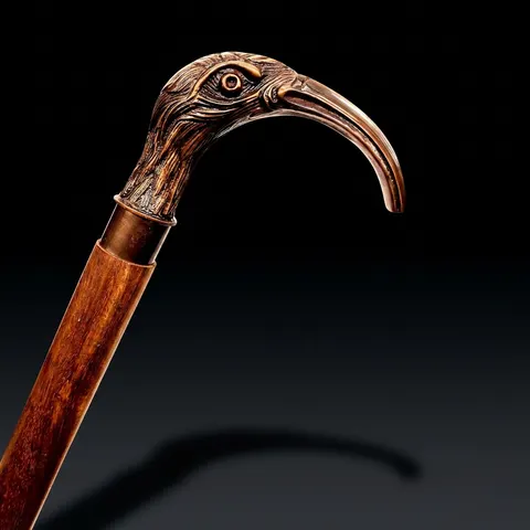 Brass Flamingo Handle Rosewood Walking Stick view 1