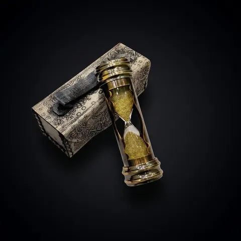 Brass Hourglass with Compass and Leather Case, 3-Minute view 1