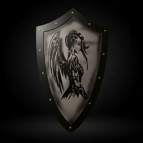 Handmade Gothic Angel Warrior Shield with Cosplay LARP Décor view 1
