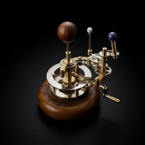 Brass Solar System Orrery, Shelf Display view 1