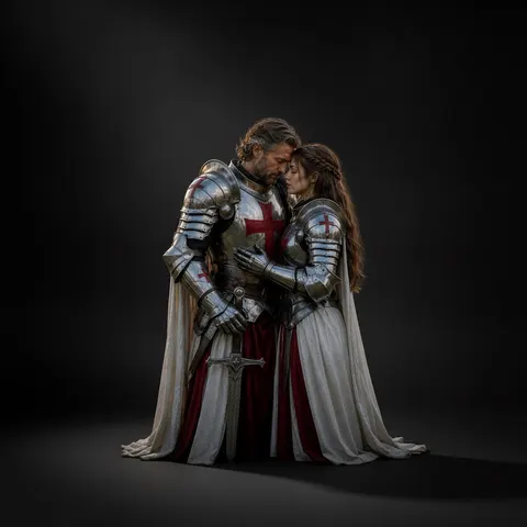 Medieval Templar Knight Armor with Cloth and Crusader Gothic LARP view 1