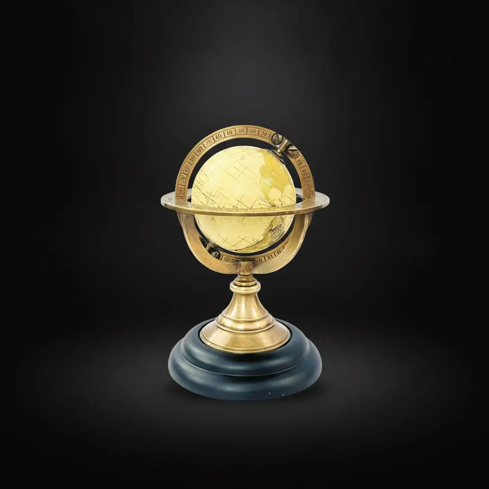 Brass Armillary Globe with Brown or Black Base