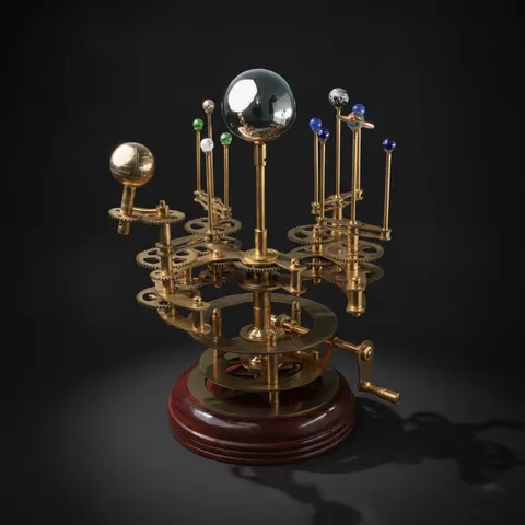 Black & Gold Brass Solar System Orrery, Museum view 1