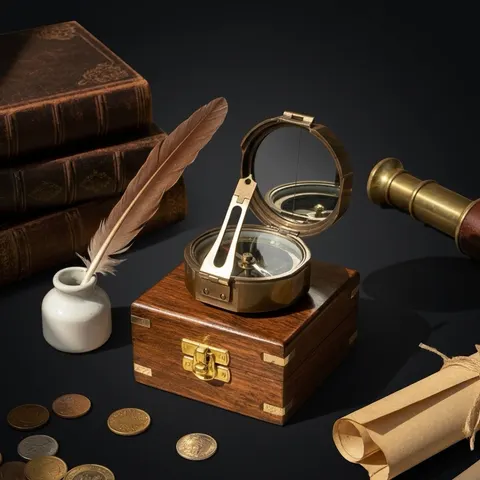 Brunton Compass, Wooden Box view 1