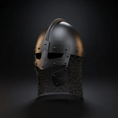 Black Viking Spangenhelm — Norse Helmet with Chainmail view 1