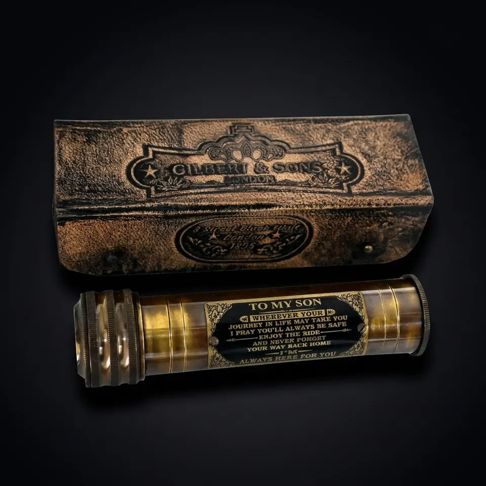 Handcrafted Brass Kaleidoscope with Leather Case