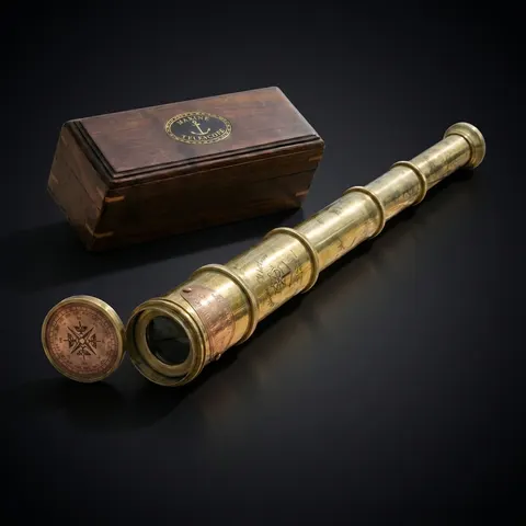 Brass Spyglass Telescope 17.5" with Wooden Box view 1