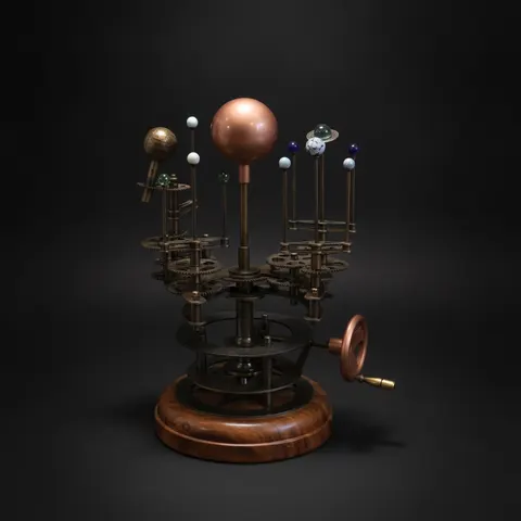 Rustic Brass Solar System Orrery, Museum Model view 1