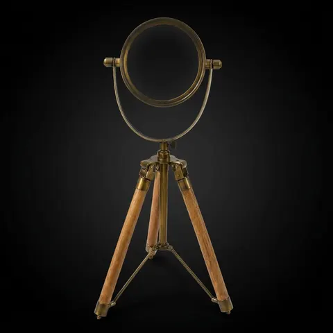 Brass Magnifier 4" on Three-Legged Wooden Tripod Stand view 1