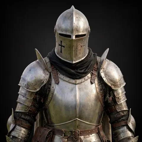 Medieval Knight Barbuta Wearable Armor with Crusader Steel Design view 1