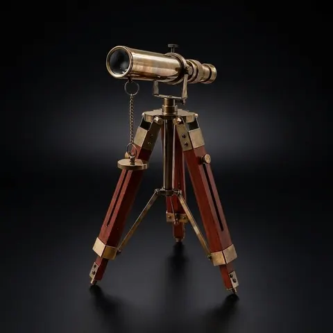 Brass Floor Standing Telescope 15" with Wooden Tripod view 1