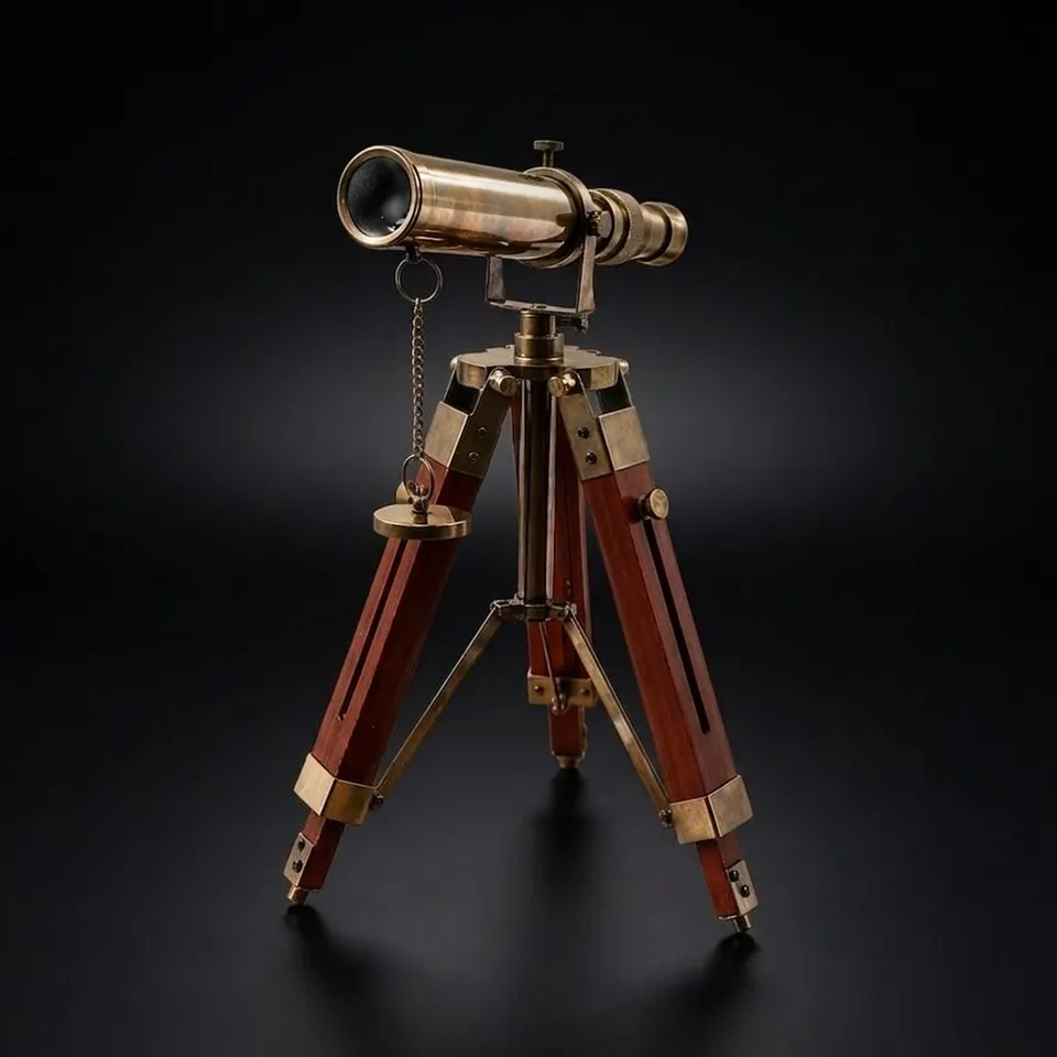 Brass Floor Standing Telescope 15" with Wooden Tripod