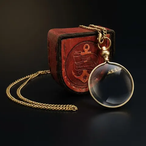 Brass Pendant Magnifier 1" with Leather Case view 1