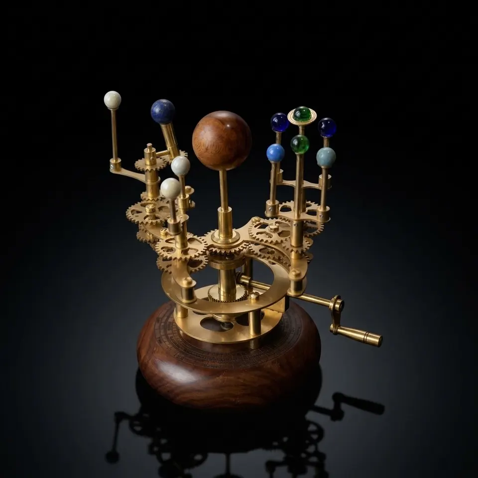 Brass Solar System Orrery, Shelf Display