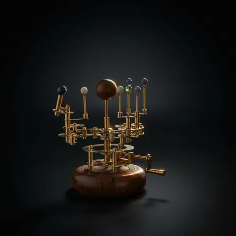 Brass Solar System Orrery, Shelf Display view 1