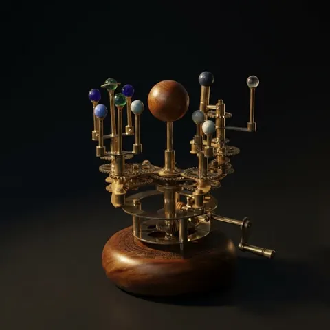 French Antique-Style Brass Orrery, Shelf Model view 1