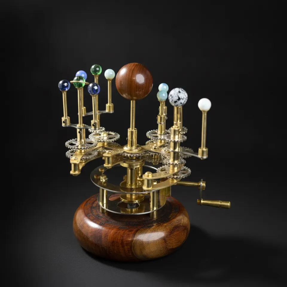 French Antique-Style Brass Orrery, Shelf Model