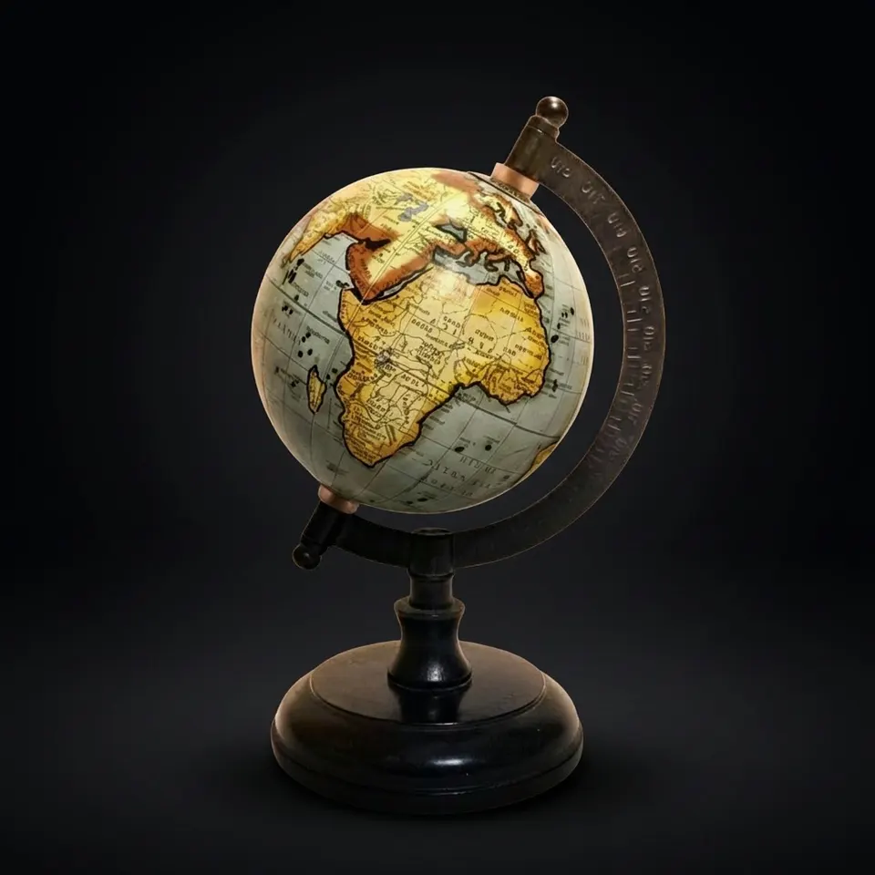 Nautical Collection Decorative Globe with Black Ring and Black Base, Variant B