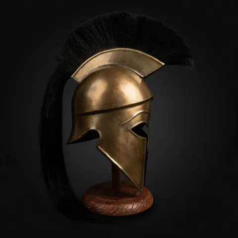 Medieval Greek Corinthian Helmet with Display Stand view 1