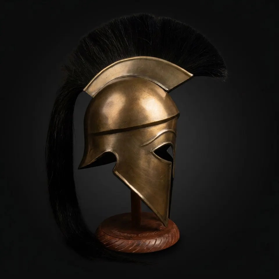 Medieval Greek Corinthian Helmet with Display Stand