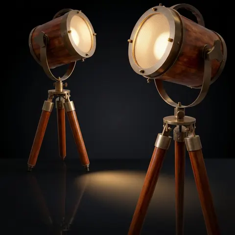 Wooden Spotlight on Wooden Tripod view 1