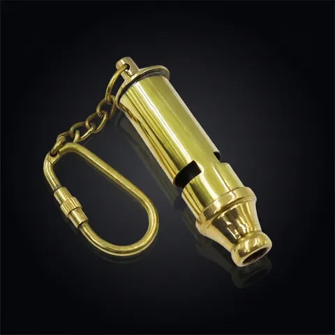 Brass Metropolitan Police Whistle Keychain view 1