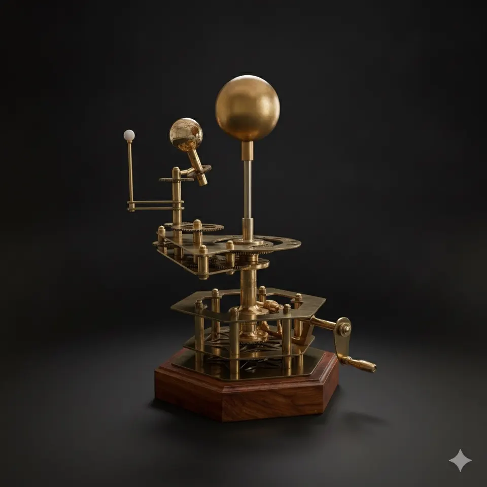 Vintage-Style Brass Solar System Orrery, Museum
