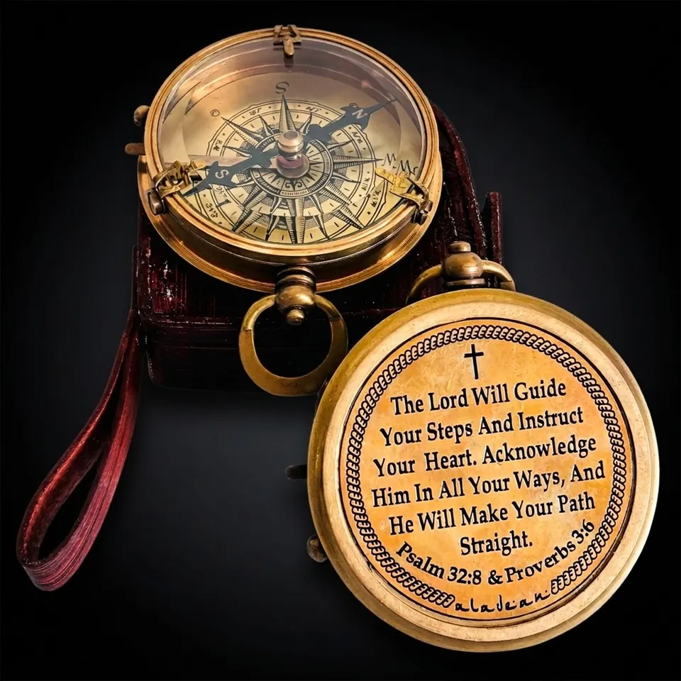 Religious Compass, Leather Case
