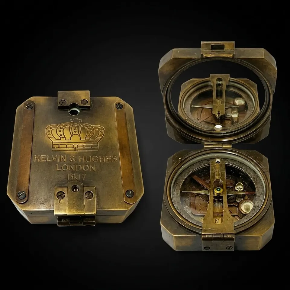 Kelvin & Hughes Reproduction Compass, Antique Finish