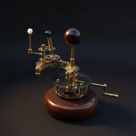 Brass Solar System Orrery, Shelf Display view 1