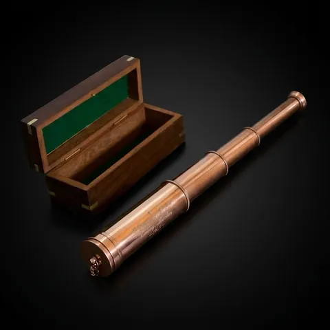 Copper Spyglass Telescope 17" with Wooden Box view 1