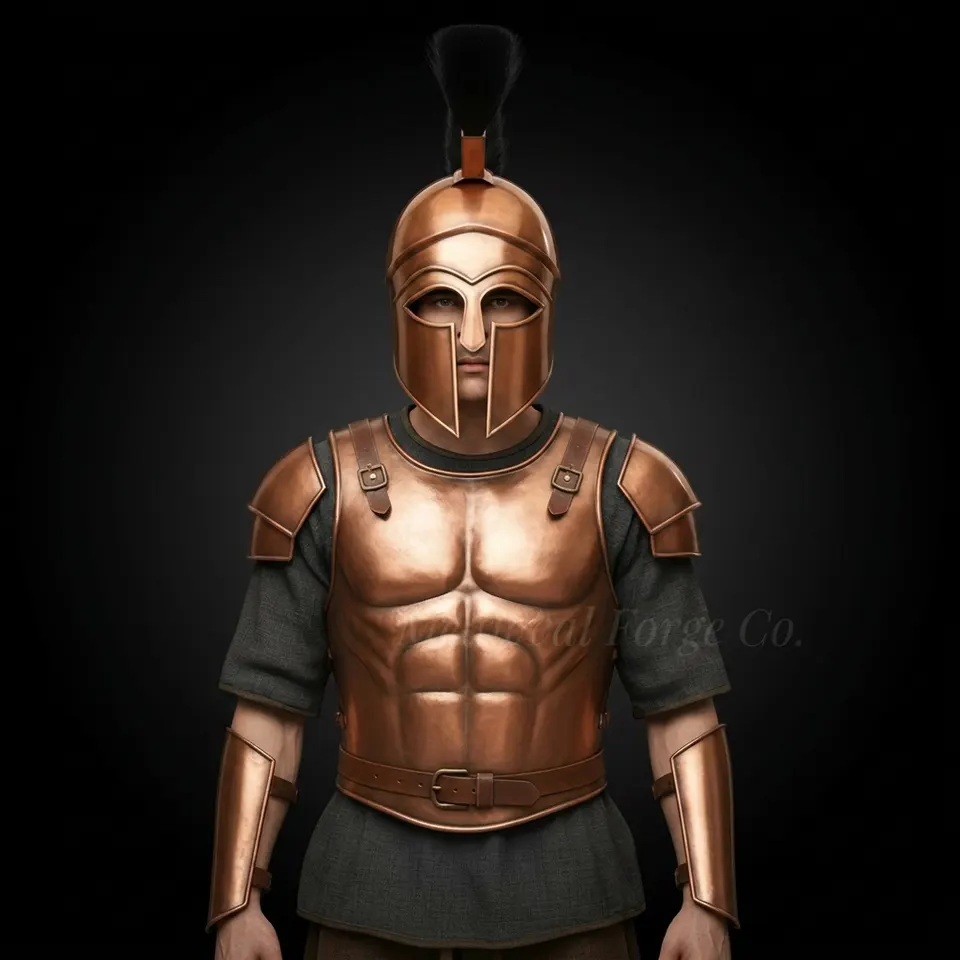 Handcrafted Greek Corinthian Armor Set with Bronze Finish and Adjustable Fit