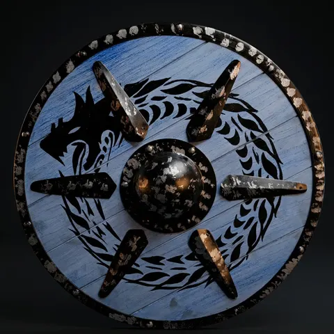 Viking Dragon Shield with Medieval Wooden Battle LARP, 24 Inch view 1