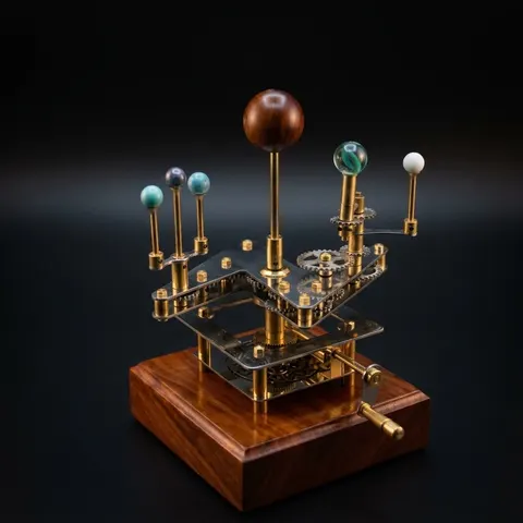 Brass Solar System Orrery, Shelf Display view 1